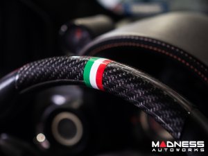 FIAT 500 Steering Wheel Trim - Racing Stripes w/ Italian Colors - Carbon Fiber 